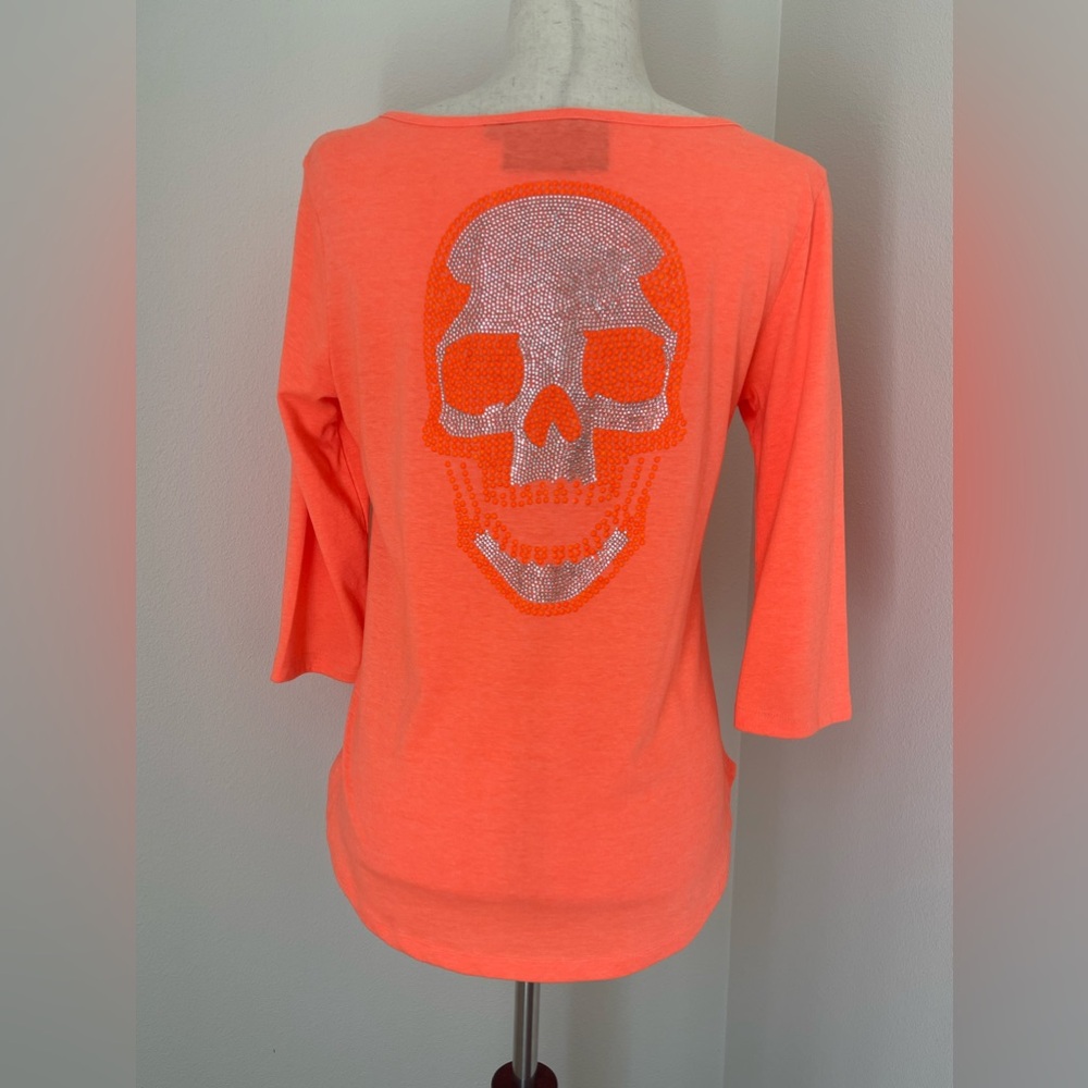 PHILIPP PLEIN Rhinestone skull 3/4 sleeve t-shirt